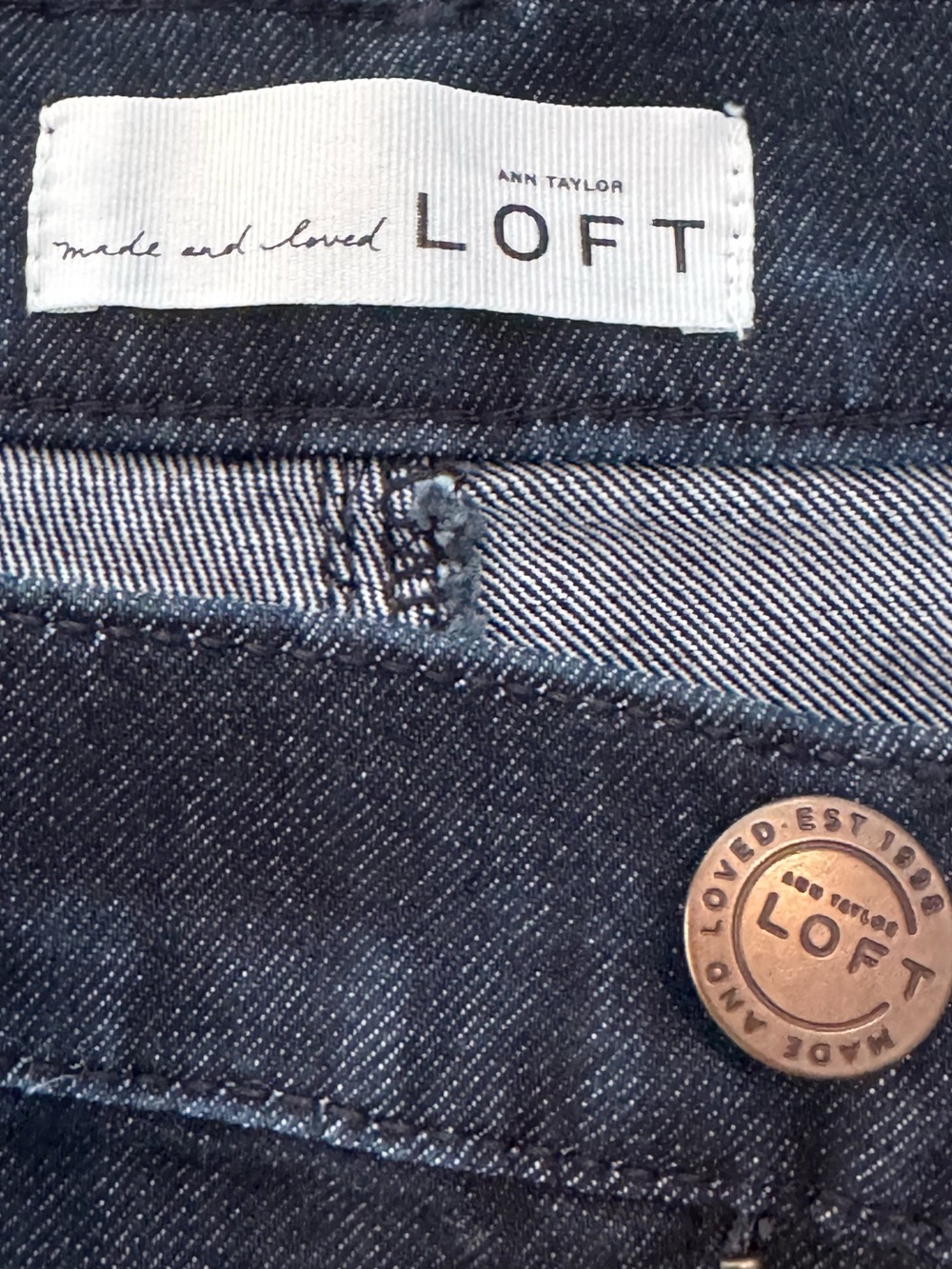 LOFT Size 30/10 Modern Kick Crop Jeans in a sleek, dark indigo wash - Picture 5 of 7